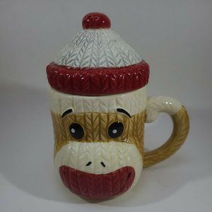 Sock Monkey Coffee Cup Mug with Lid